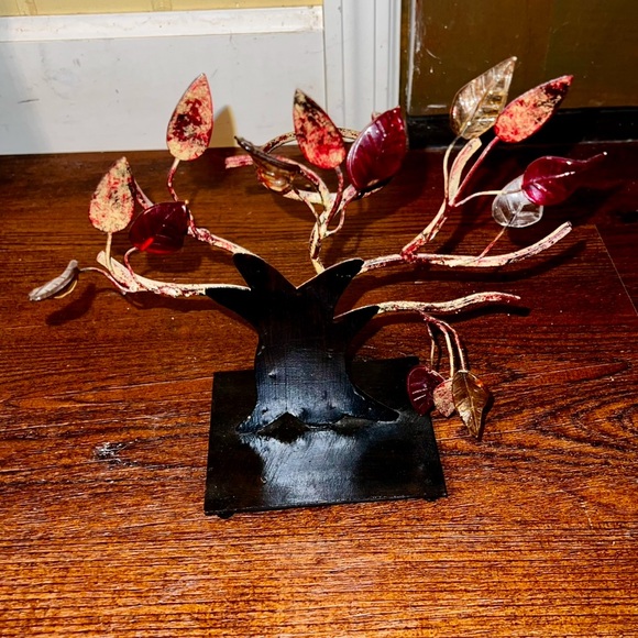 Vintage Rare Tree Sculpture Translucent Leaves Candle Holder Made In India - Picture 7 of 15